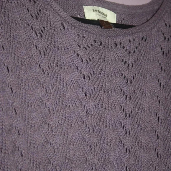 Sonoma Purple Roll Neck Sweater Size Large Crew Style 100% Cotton 3/4 Length - Picture 8 of 15